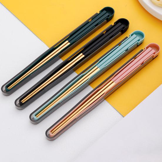 1 Zestaw Pałeczki do Jedzenia Bez BPA Antypoślizgowe Odporne na Rdzę Odporne na Korozję Polerowane na Lustro Wykałaczka do Jedzenia Pałeczki ze Stali Nierdzewnej