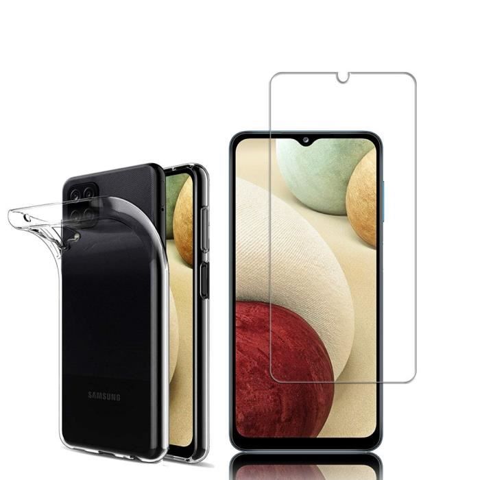 Coque - TRANSPARENT - Samsung Galaxy A12 - Silicone Gel UltraSlim - Film Verre Trempé - Protection Écran