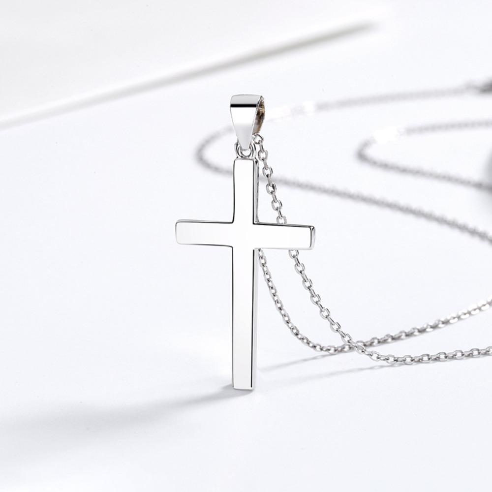S925 Sterling Silver Cross Pendant Necklace for Women Elegant Minimalist Collarbone Chain