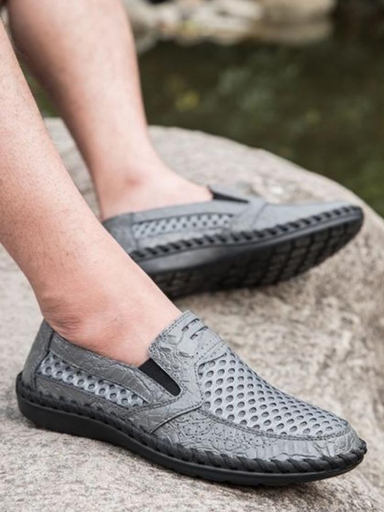 Fashion Soft Splicing Mesh Low-Top Male Casual Shoe Non Slip Fashion 2025 High Quality Designer Comfortable Size 46 Men's Leather Shoes