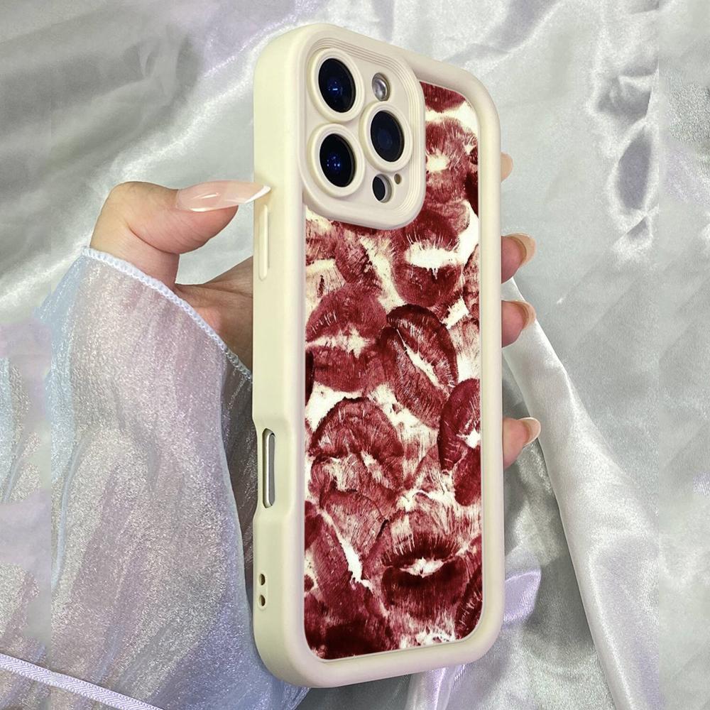 JT1 Abstract Artwork with Red Lips Realme 14 15 Huawei P40 Honor 70 90 Infinix Tecno itel Motorola Google All Model Angel eyes Soft TPU Phone Case