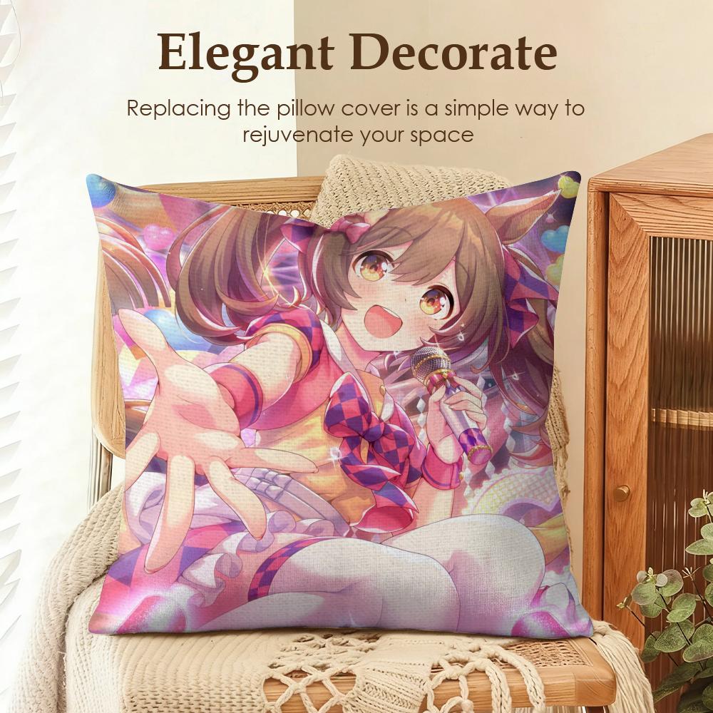 

UUma Musume Pretty Derby Cushion Cover Natural Linen Organic Fabric DoubleSided Printing Sofa Home Decor Gift Pillow Case 30x30cm