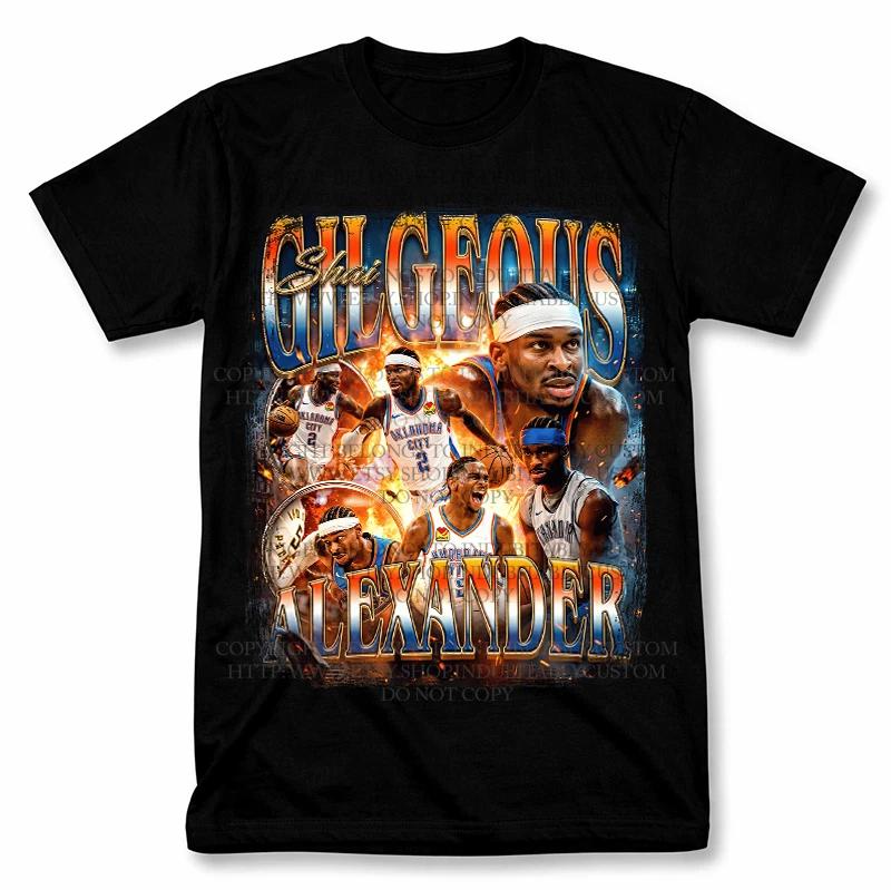 Shai Gilgeous-Alexander OKC Thunder Graphic T shirt Vintage Style Basketball Tee S