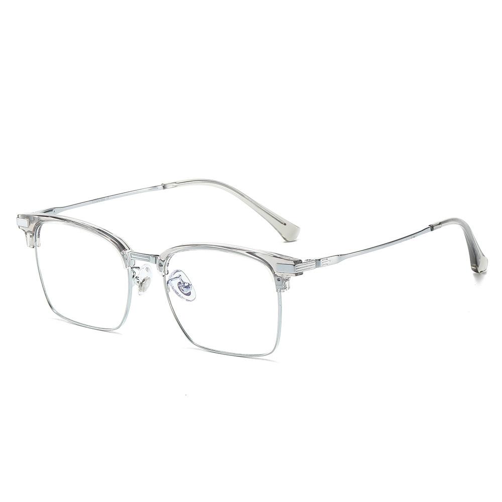 Ultra-Light Pure Titanium Square Business Glasses Frame Myopia Glasses Frame Men'S Models Can Be Matched With Degree Business Men'S Half Frame Glasses