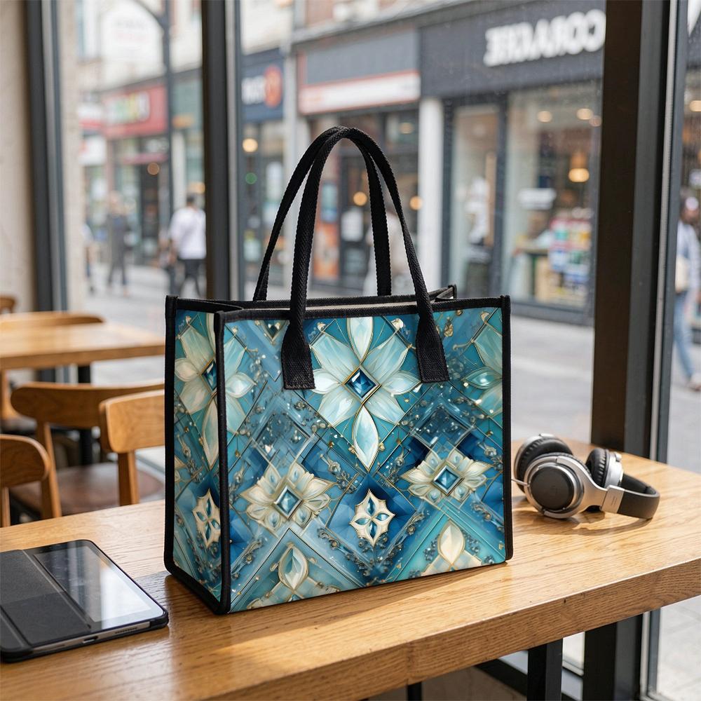 Elegant Geometric Pattern Tote Bag Fashion Daily Use Large Capacity Shoulder Handbag