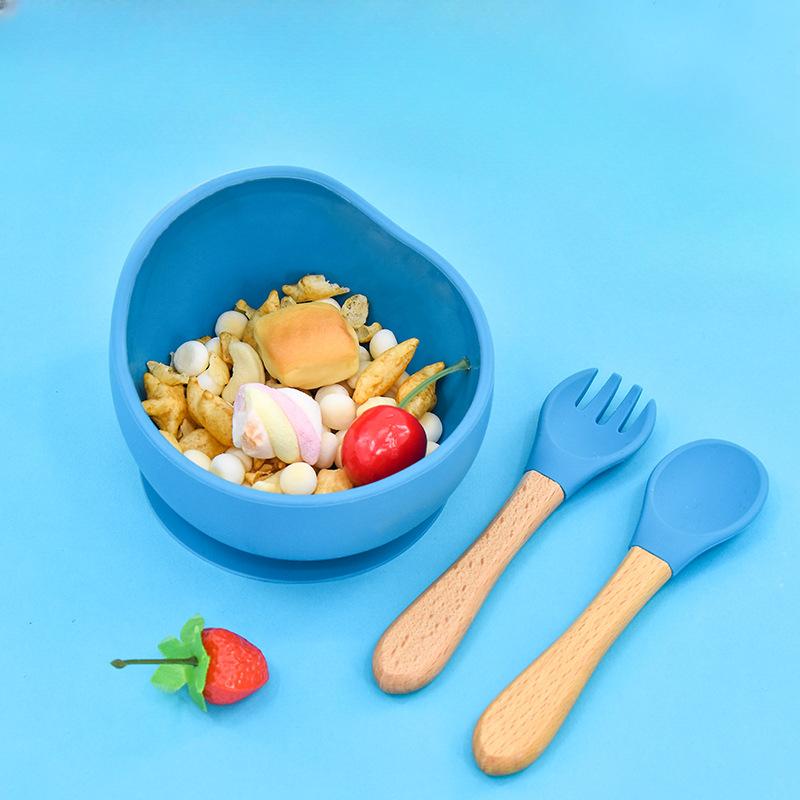 Children's Silicone Snail BowlBaby Food and Complementary Food Tableware Infant Silicone ForkSpoon and Suction Cup Bowl