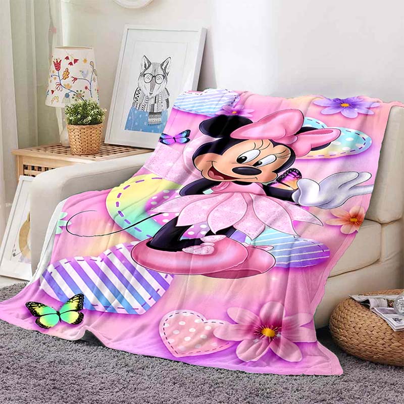 6 Sizes Warm Soft Disney Cute Minnie Cartoon Blanket Fluffy Children and Adults Luxury Gifts for Home Travel Camping Picnic