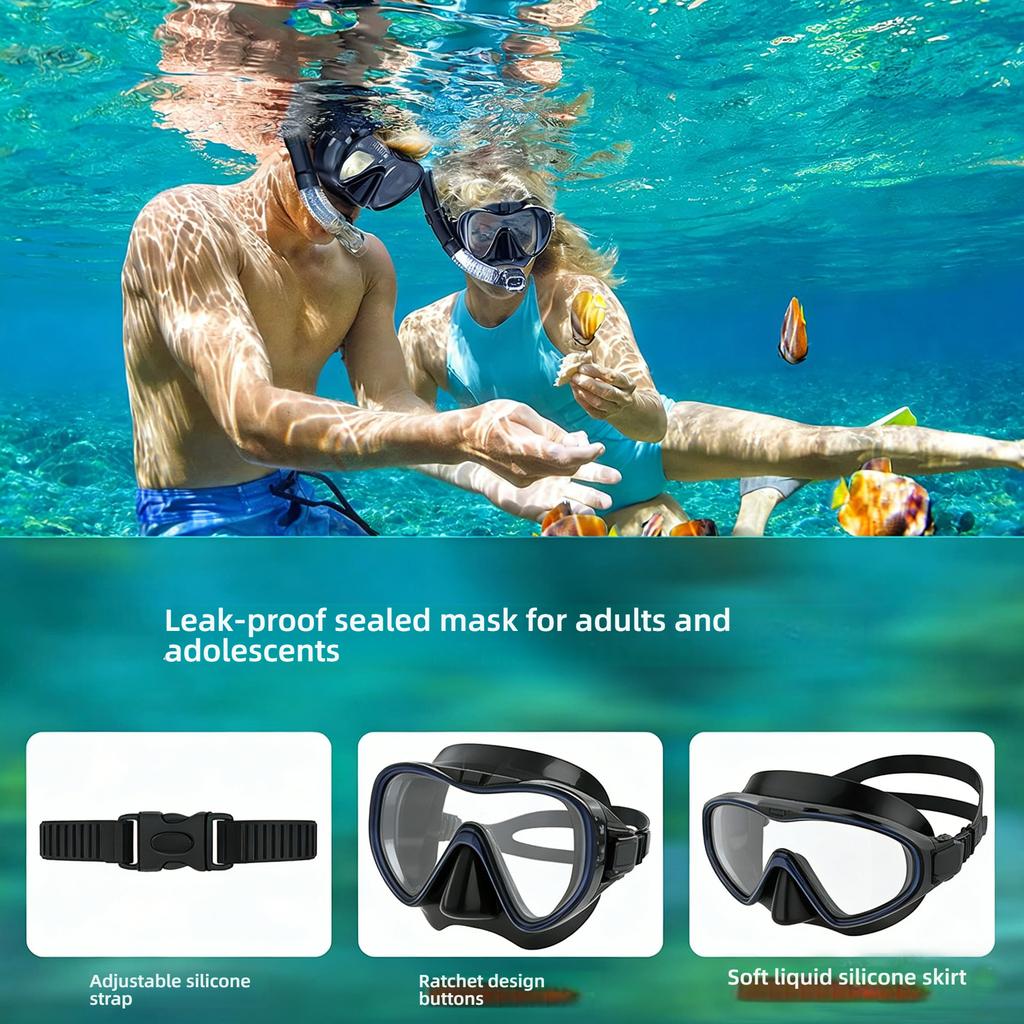 New GoPro Mount, Adjustable Viewing Angle, Floating Diving Mask, Diving Goggles, Respirator, Four-piece Set of Swimming Equipment
