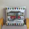 Throw Pillow Case Sofa Home Decor Owl Pillowcase Happy Campers Car Soft Short Plush Cushion Cover Print Pillow Covers 45*45cm