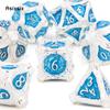 7 Pcs White BlueTree Stump Root Metal Dice Solid Metal Polyhedral Dice Set Suitable for Role-Playing RPG  Board Game Card Game