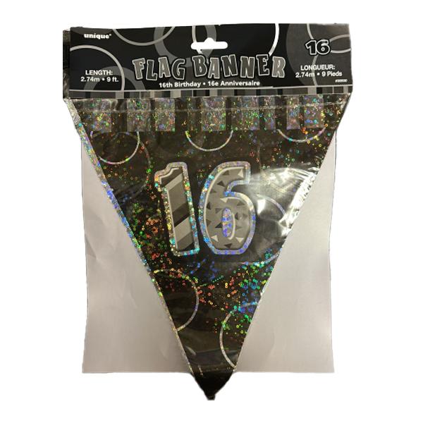 Unique Party 16th Birthday Flag Banner (Pack of 9)
