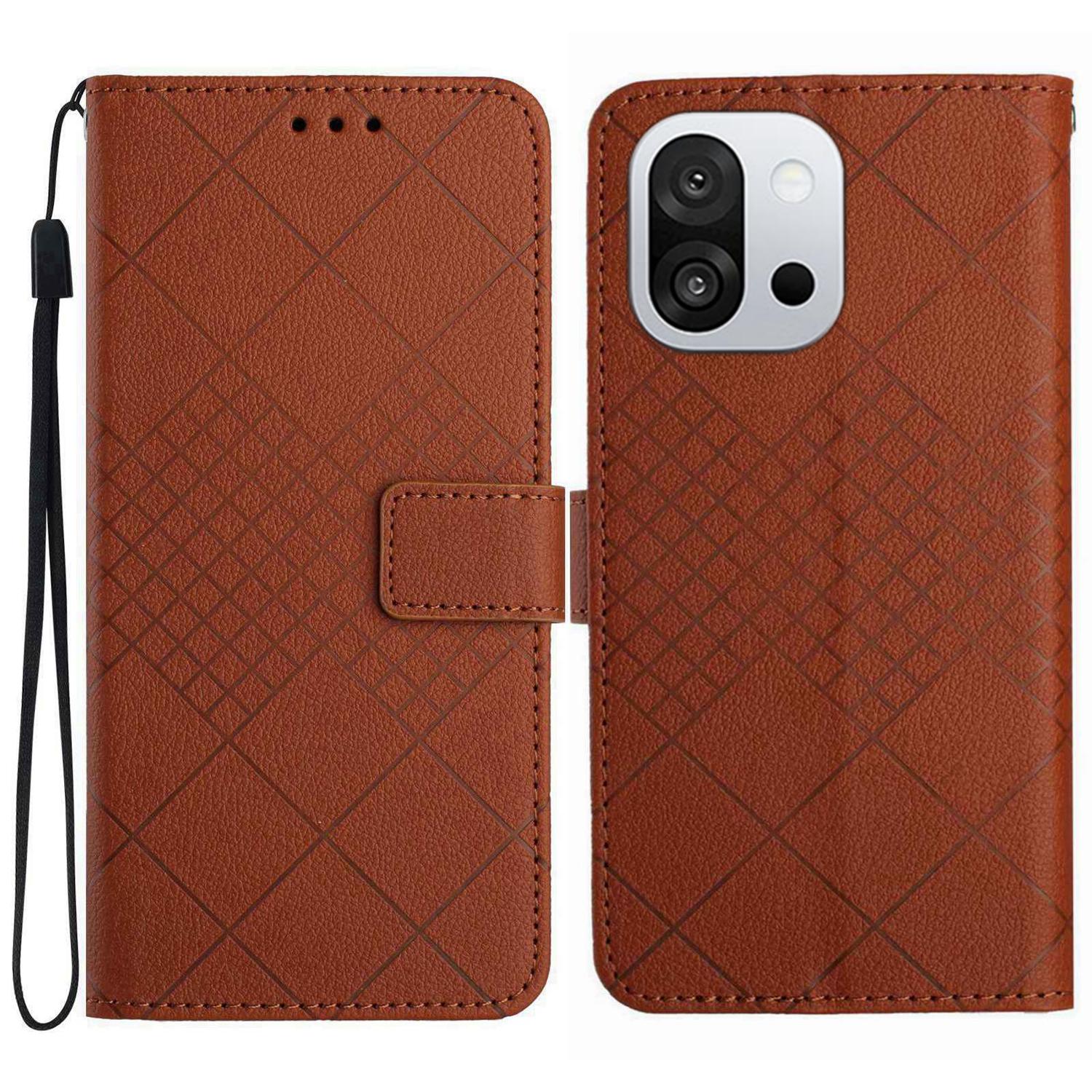 

For OnePlus 13T 5G Case Wallet Imprint PU Leather Flip Folio Phone Cover Brown