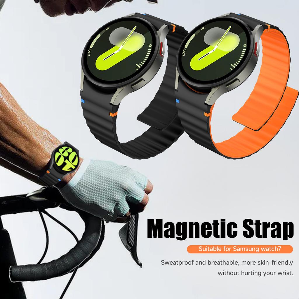No Gaps Silicone Magnetic Band for Samsung Galaxy Watch 7/FE/6/5/4/Classic 40mm 44mm 5Pro Sport Bracelet for Galaxy Watch 6 4 Classic 43/47mm