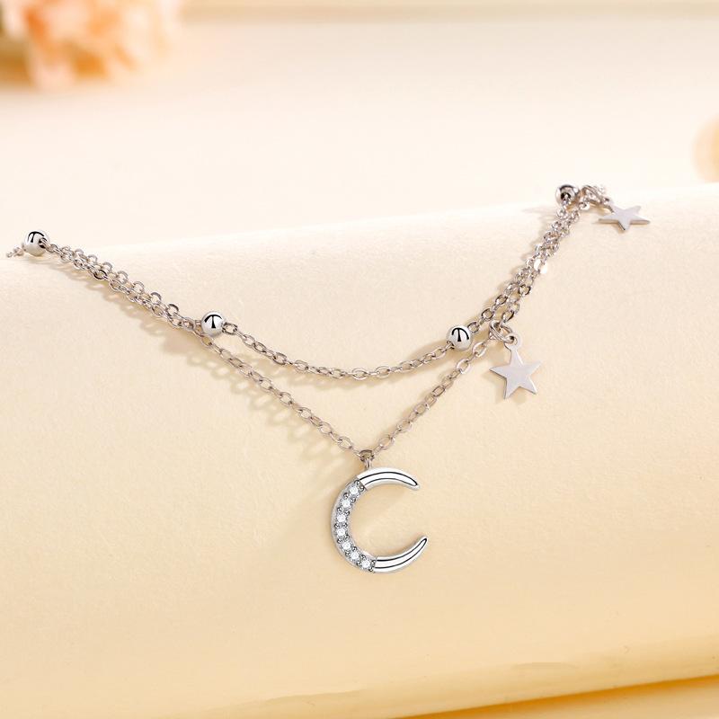 Star and Moon Bracelet for Women, Niche Fresh and High-end Design Sense Ins Wind Double-layer Star Bracelet Jewelry for Women
