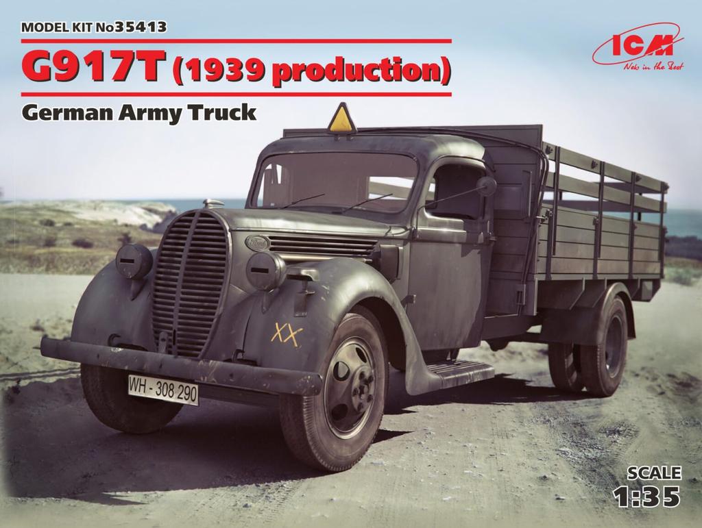 ICM 1/35 Scale German Ford G917T Cargo Truck, 1939, Plastic Model Kit 35413 (Military Vehicle)