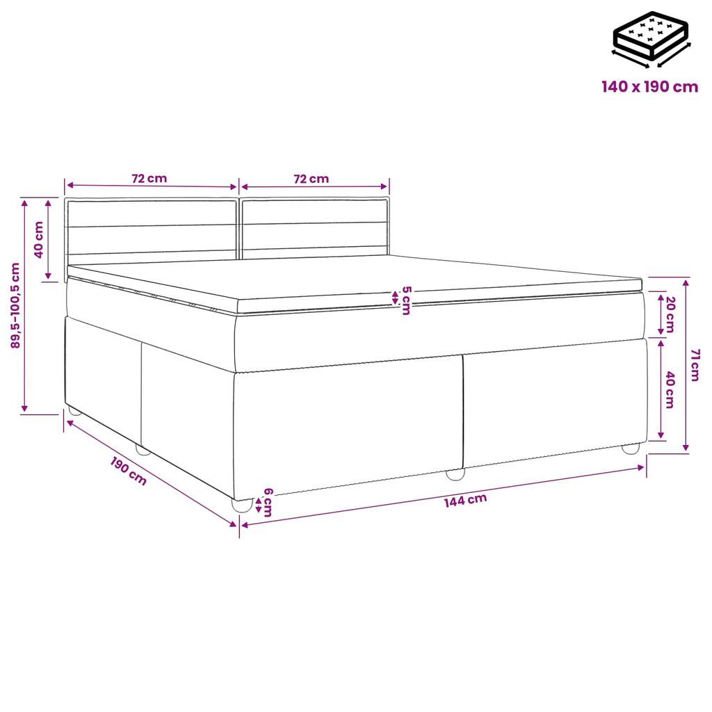 Box Spring Bed with Mattress and Headboard Blue 140 X 190 Cm Fabric