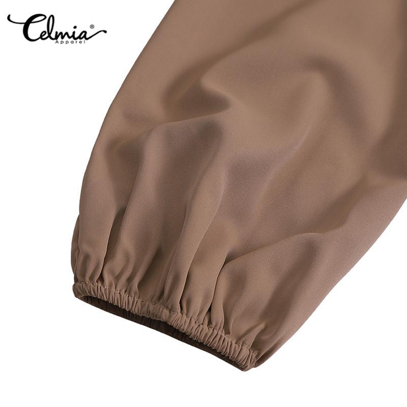 Celmia Spring Autumn Women's Fashion Lace Printed Midi Dress Ruffle Long Sleeve Lace-up Casual Loose Short Dresses Vestidos Plus Size