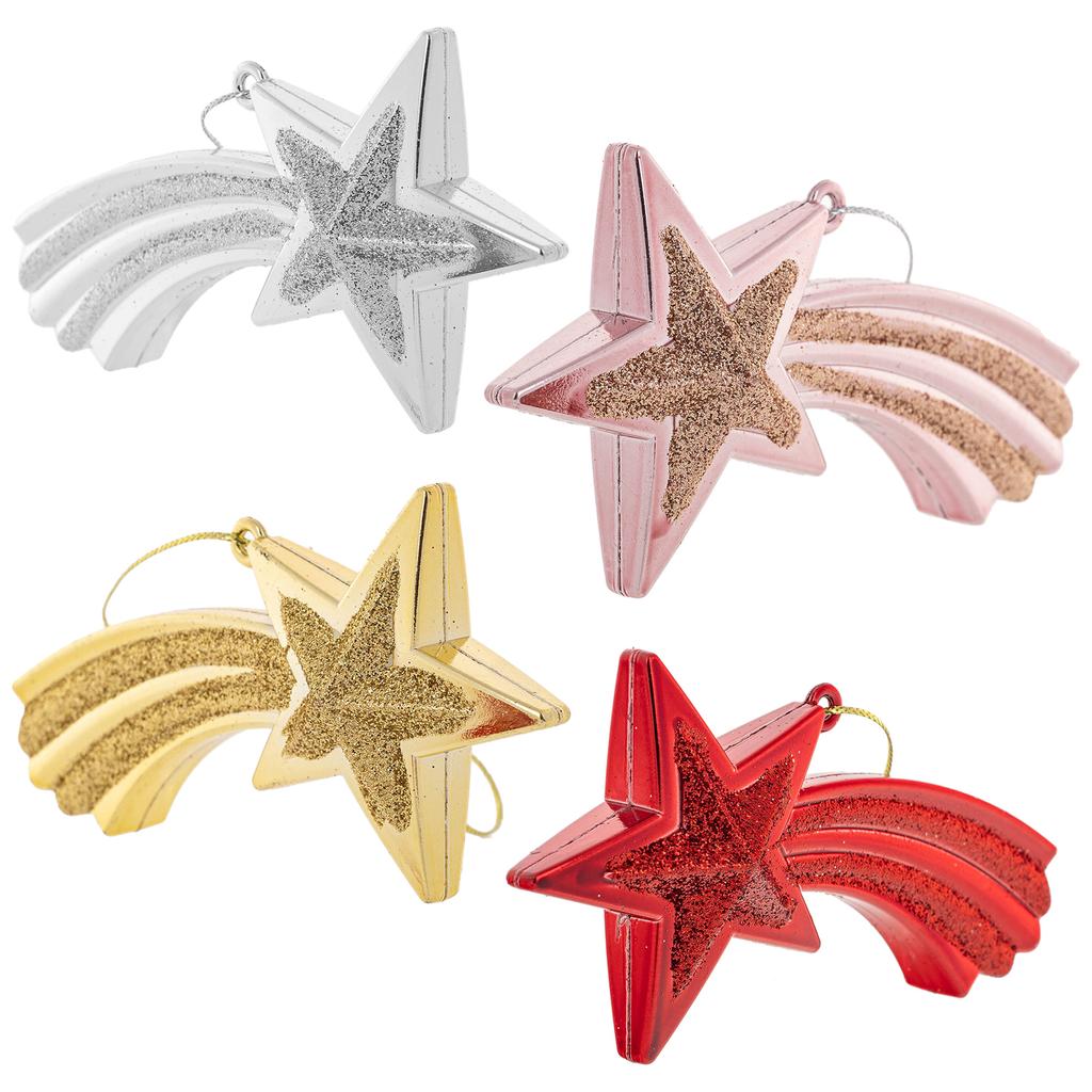 Christmas Baubles Bauble For Christmas Tree Christmas Decorations Pendants Stars 4pcs