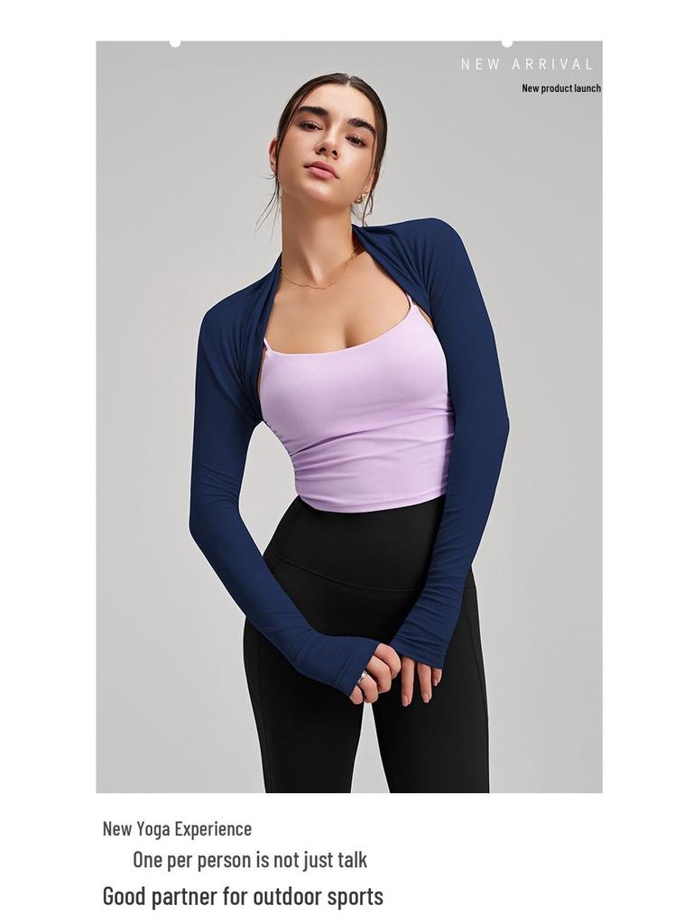Curated Sports Long Sleeve Yoga Cardigan - Solid Color Shawl for Armpit Coverage & Training
