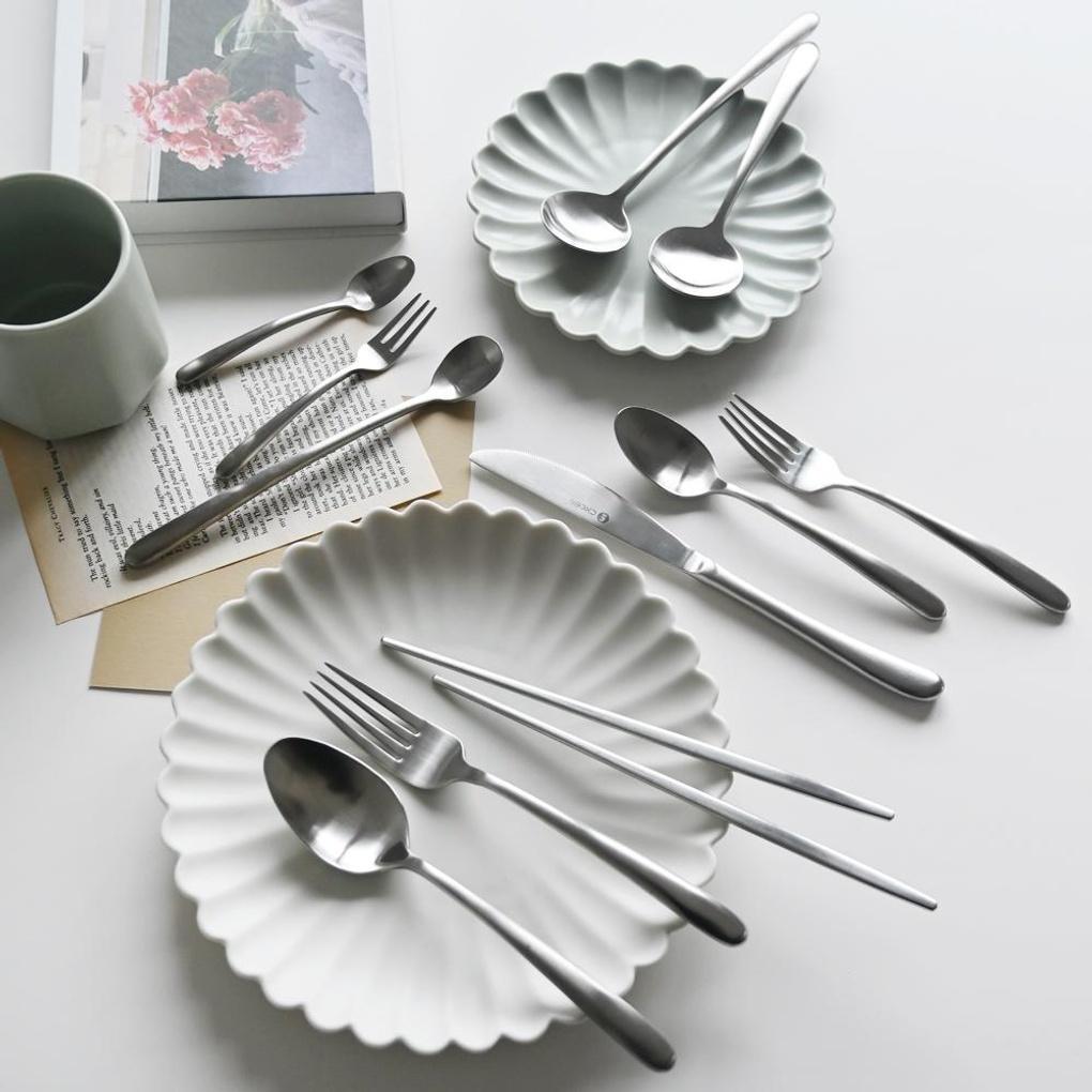 Check rounded stainless steel vintage cutlery flower spoon large