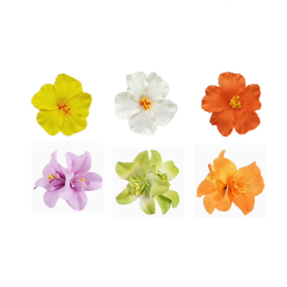 12Pcs Hawaiian Flower Clips for Hair Plumeria Hibiscus Flower Clips Hawaiian Hair Accessories for Girls Tropical Party Supplies