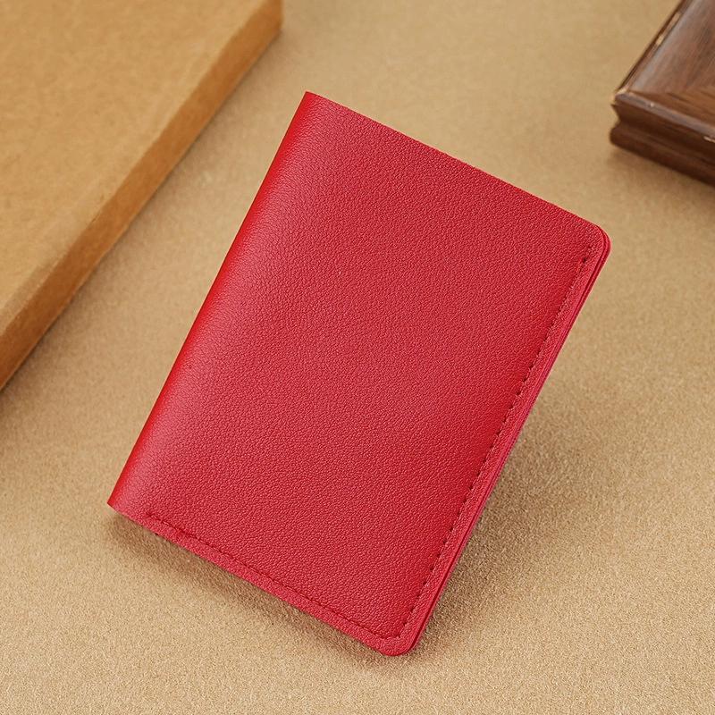 

Женский кошелек Простой складной на кнопке Маленький кошелек Отделение для водительского удостоверения и карт Кошелек из мягкой кожи красный