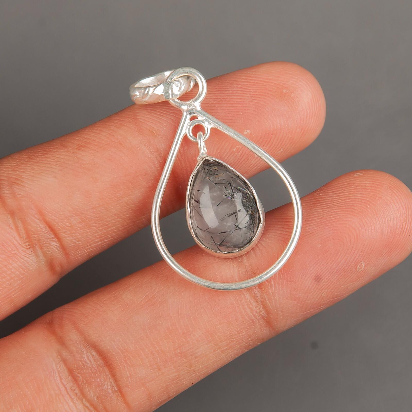 

Черный рутил драгоценный камень 925 стерлинговое серебро ювелирные изделия ручной работы дизайнерский кулон 1,60 PP-3-22