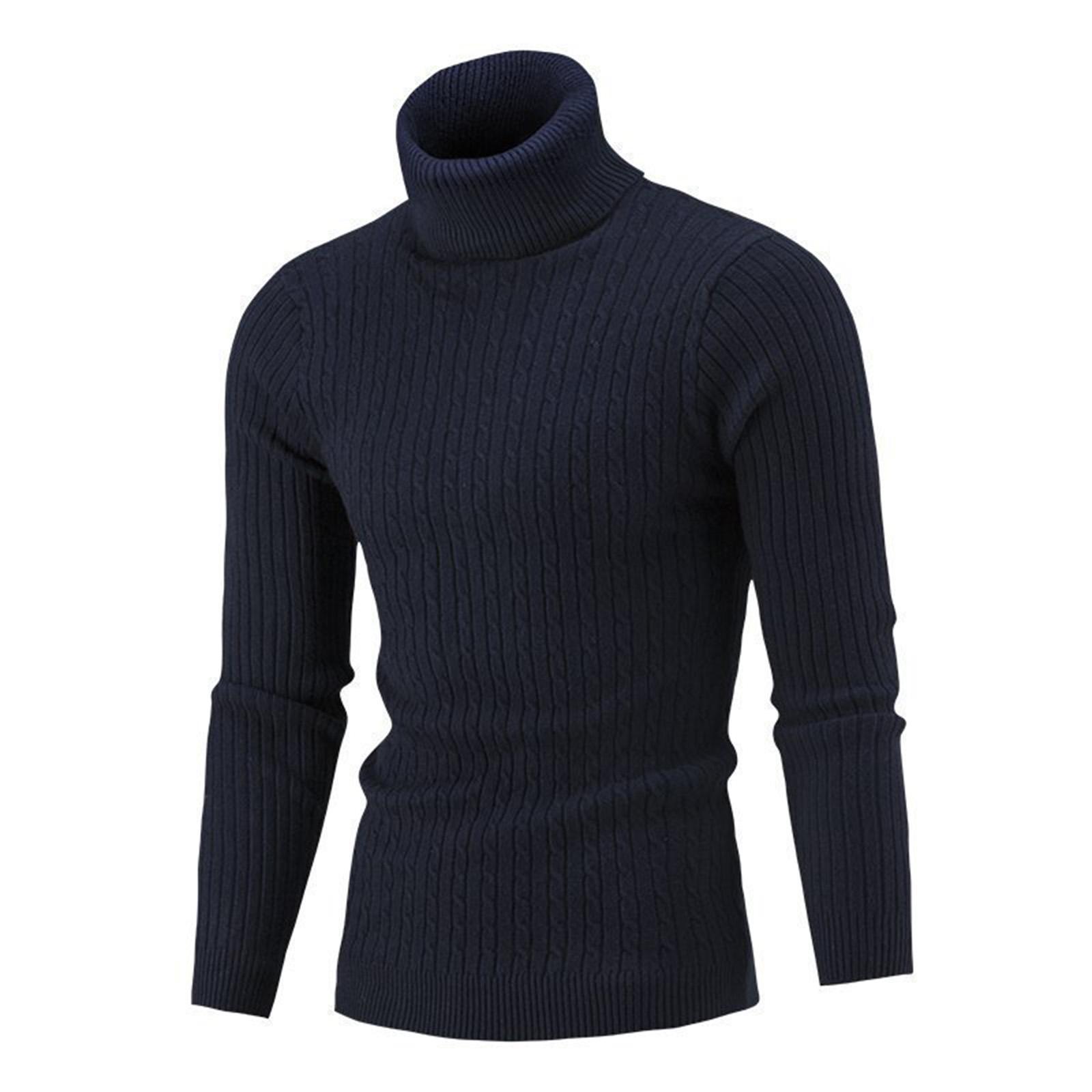 

Men s Solid Color Turtleneck Sweater XXXL Темно-синій