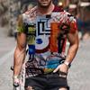 Men's Summer Casual 3D Printed Short Sleeve Round Neck Top T-shirt Blouse
