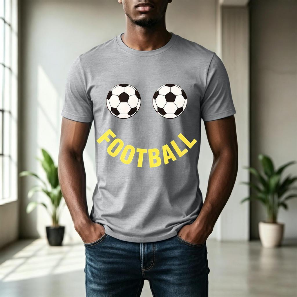 Men's Short Sleeve Crew Neck T-Shirt with Football Print Graphic Casual Fit Comfortable Soft Fabric Lightweight Design