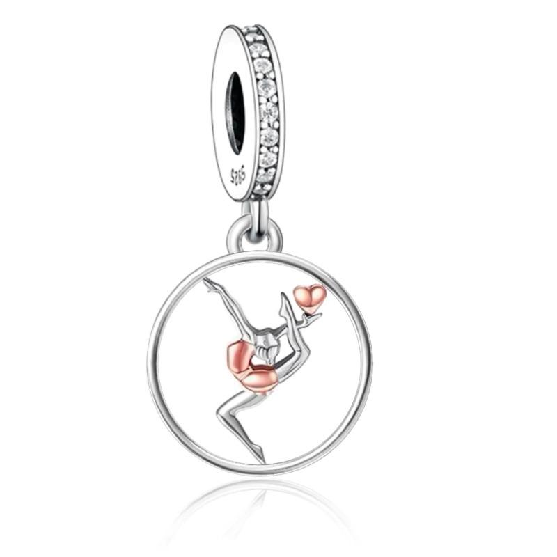 

925 Silver Fit Original Pan Charms Bracelet For Dance Yoga Pole Dance Gymnast Be Strong Yourself Bead Making Berloque
