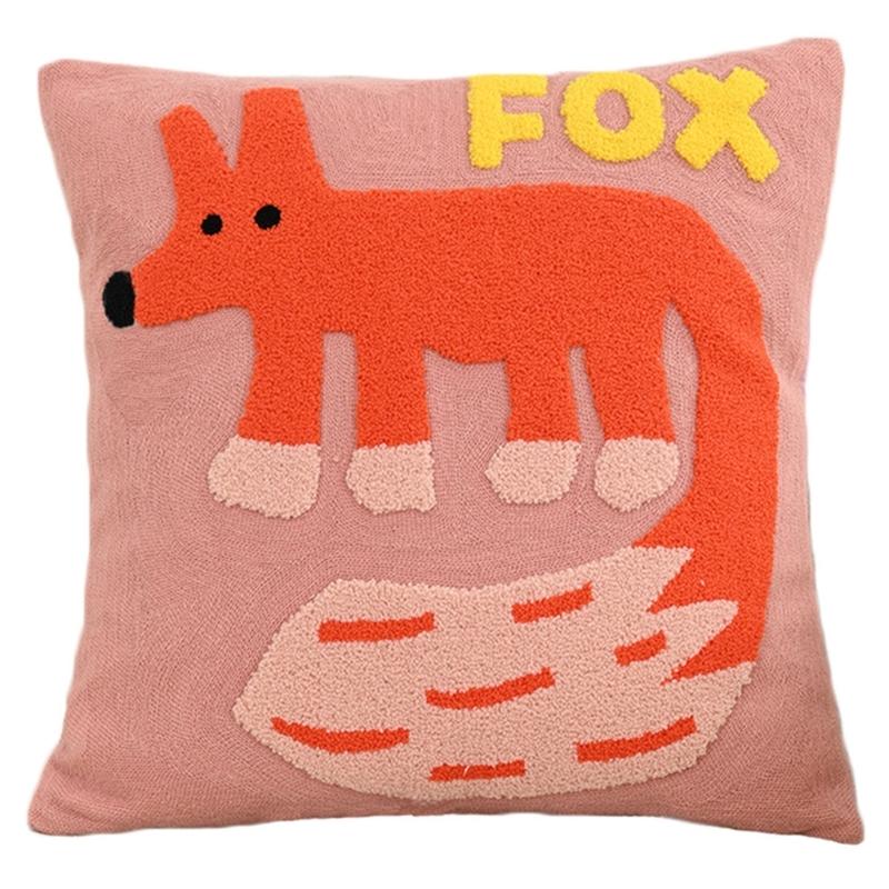 Animal Embroidered Pillow Cover Soft Polycotton Blend Decorative Cushion Cover For Home Office Decoration