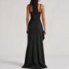 Fashion Women's Evening Dress Sexy Suspender Backless High Slit Dress