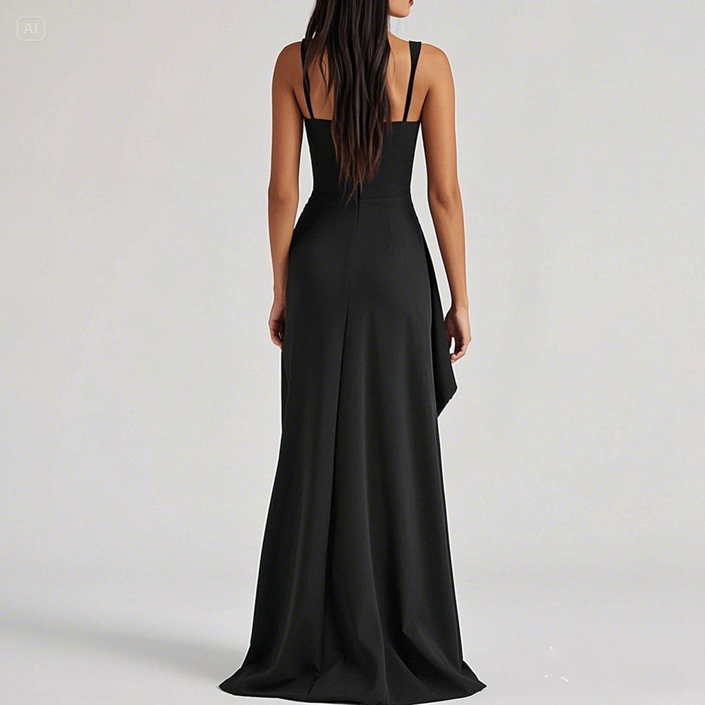 Fashion Women's Evening Dress Sexy Suspender Backless High Slit Dress