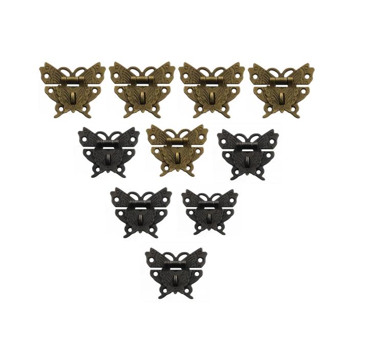 

10PC Antique Alloy Butterfly Buckle Hasp Hasp Wooden Wine Box With Lock Buckle Padlock Hardware,Home Improvement,50*53mm