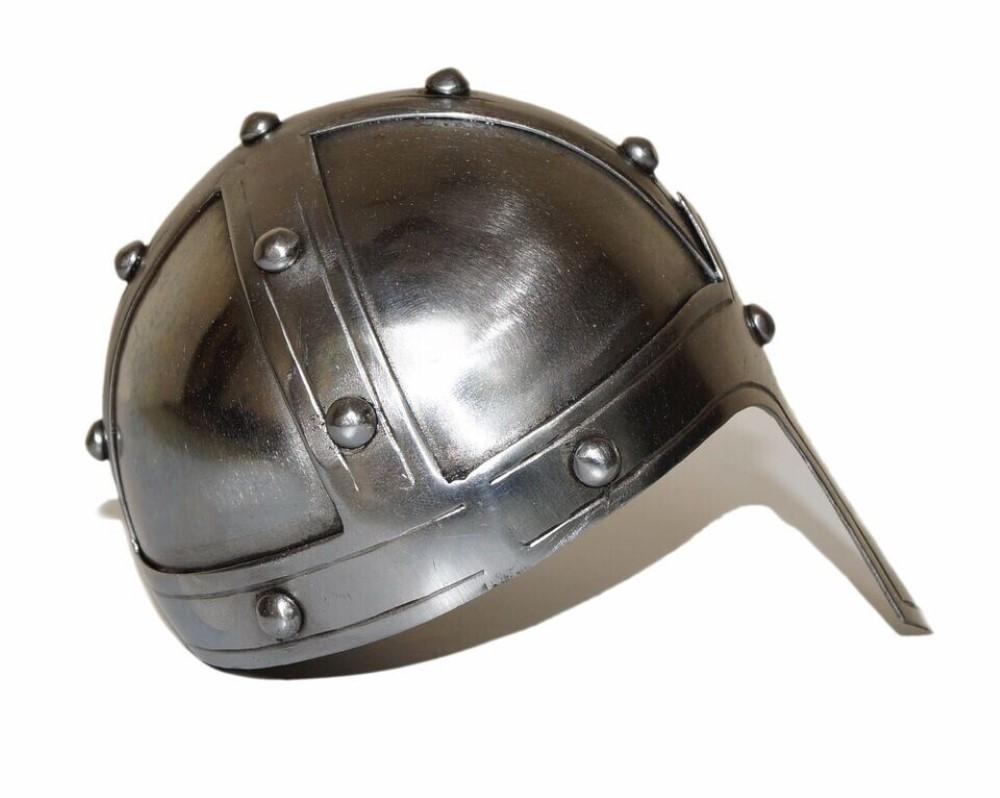 Casco Medieval de Acero Normando Vikingo con Visera Casco de Armadura de Acero 18 G Hecho a Mano