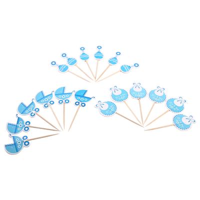 18 Pezzi Tipo Ragazzo Toppers per Cupcake Carini per Compleanno Bambini Decorazioni Torta Baby Shower (blu)
