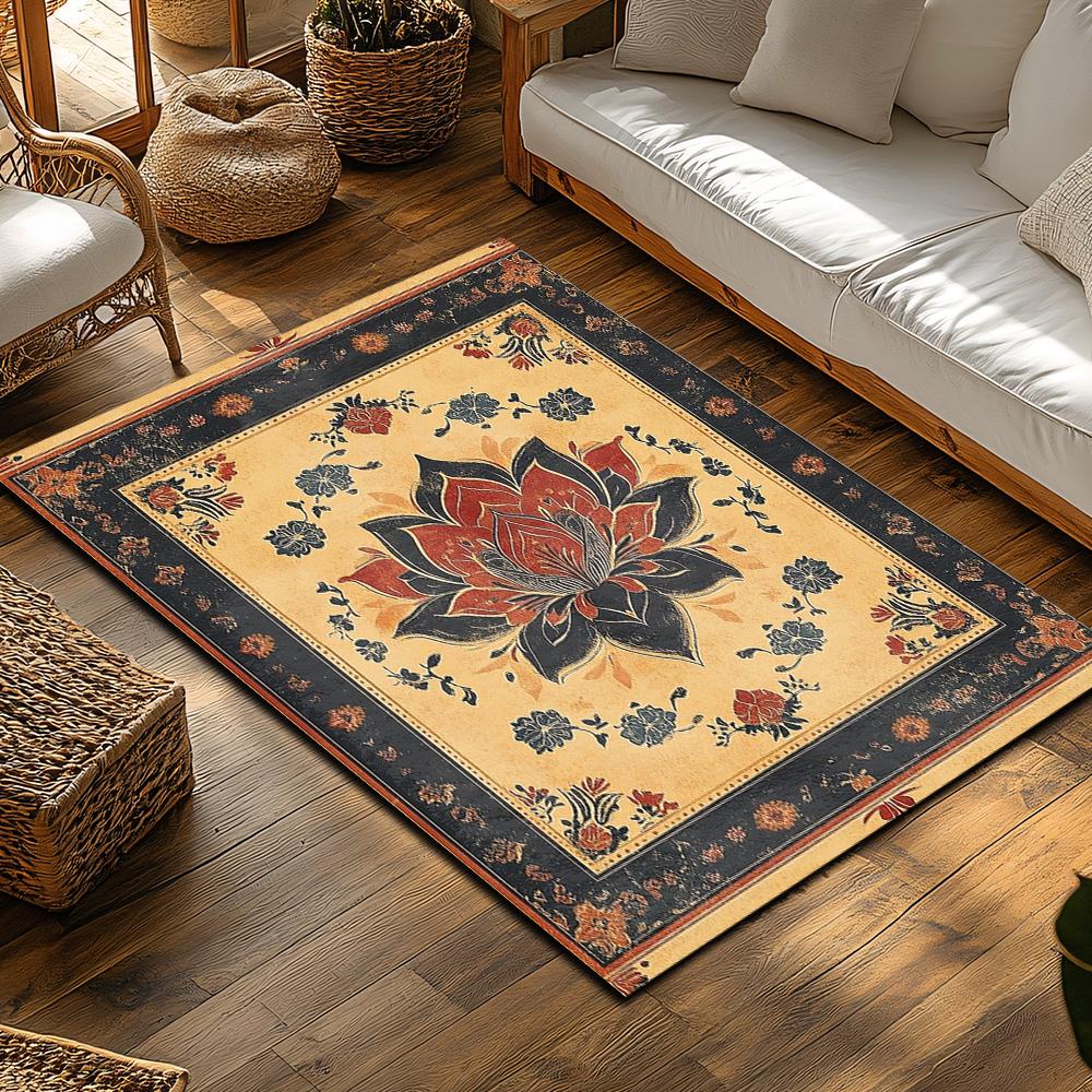 Vintage perský koberec Plošný koberec Protiskluzová podložka Dekorace obývacího pokoje Domácí akcent Tradiční design Elegantní vzor Orientální styl