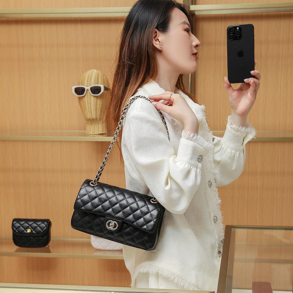 Xiaoxiangfeng CF Mřížkovaná Řetízková Taška Klasická Podpažní Trendy Dámská Nová Módní Univerzální Jednoramenná Crossbody