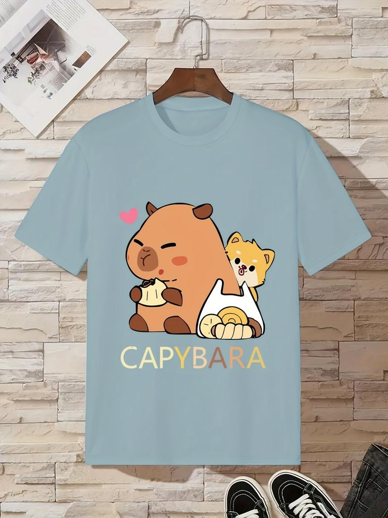 Children's Clothing Capybara Graphic T Shirts Short Sleeve Tops Tee Summer Kids Clothes Crew Neck T-Shirts Fashion Child T-Shirt