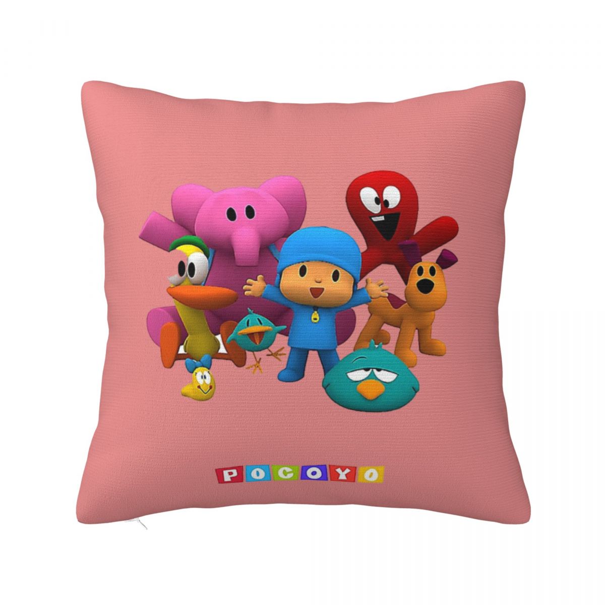 Happy Birthday Boy-Girl-Pocoyo! Square Pillowcase Cushion Cover Pillow Case Throw Pillow Cover For Home Bedroom Car Peach skin 18*18(CM)-1Pcs