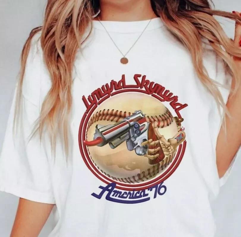 1976 Lynyrd Skynyrd Concert Tour 70s Vintage Unisex White T-Shirt S-4XL Unisex T-Shirt XXXL