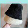 Women Warmth Fashion Fisherman Hat Furry Water Bucket Hat With Brim Wide