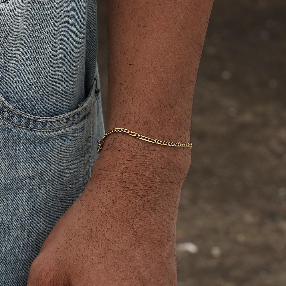 Hip Hop Stainless Steel Cuban Chain Bracelet For Women 3 5 7 mm Simple Stainless Steel Men Bracelet Gold Color Jewelry