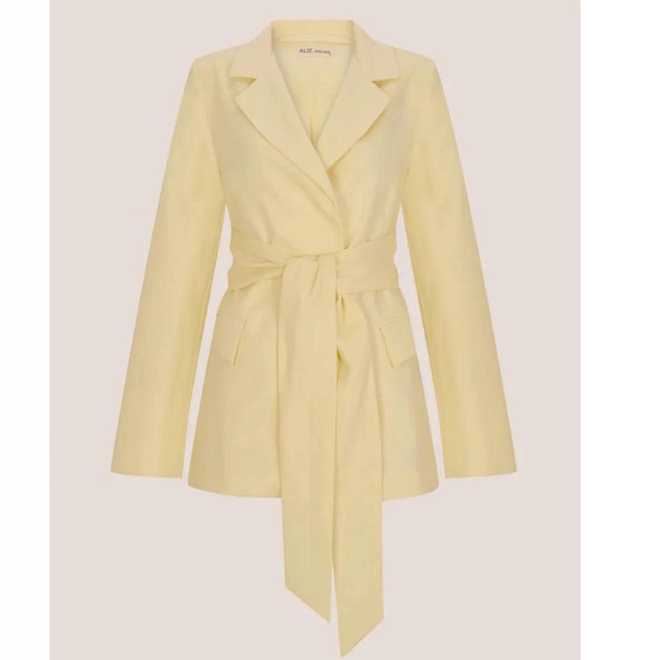 

2025 Autumn Versatile Long Sleeve Tie Loose Solid Color Suit Jacket L