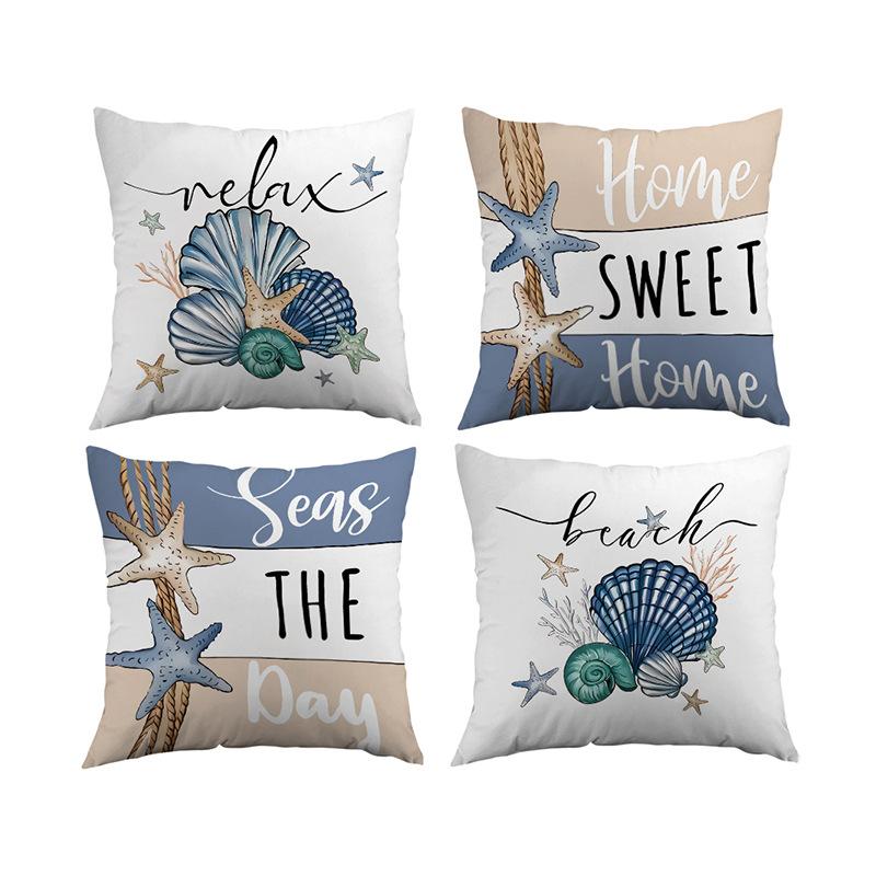 Ocean Scallop Print Cushion Cover Suitable for Living Room Sofa Bedroom Bay Window Car Seat Summer Romantic Cushion