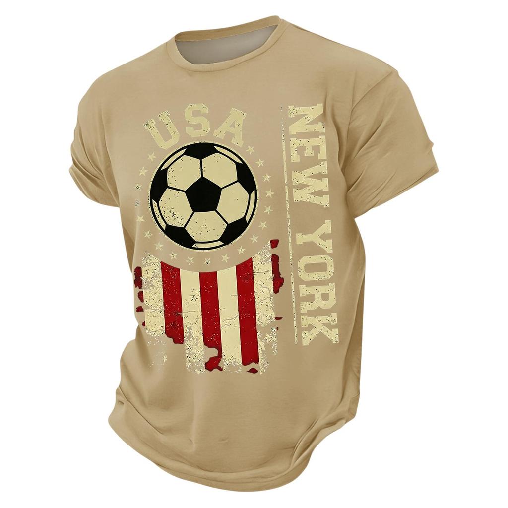 USA Soccer Graphic Tee Crew Neck Short Sleeve Casual T Shirt for Men with Distressed Print Design