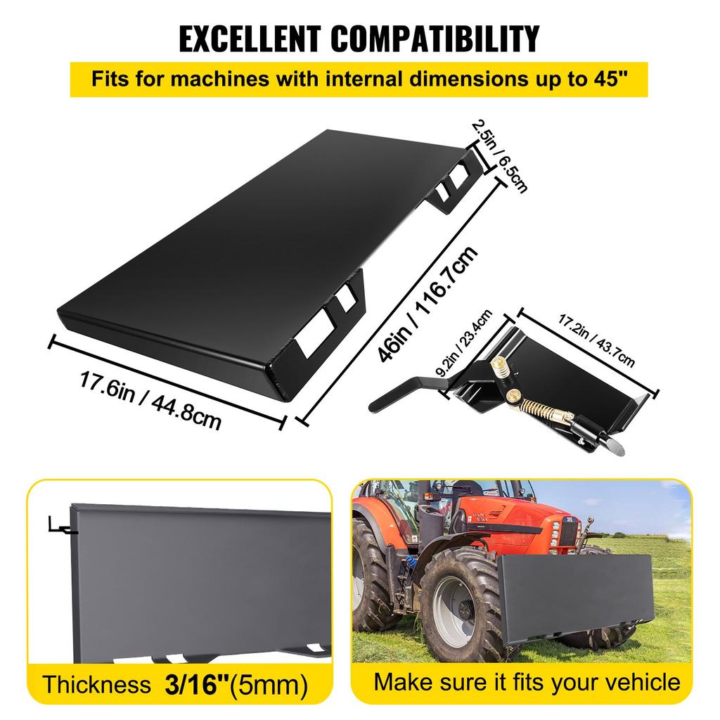 VEVOR Skid Steer Attachment 3/8in Skid Steer Quick Attach Plate 85LBS Skidsteer Attachment 18.5\" Height Quick Attach Skid Steer Attachments for