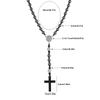 Rosario Nero alla Moda con Perline Rotonde Croce Classica con Ciondolo Regalo Rosario