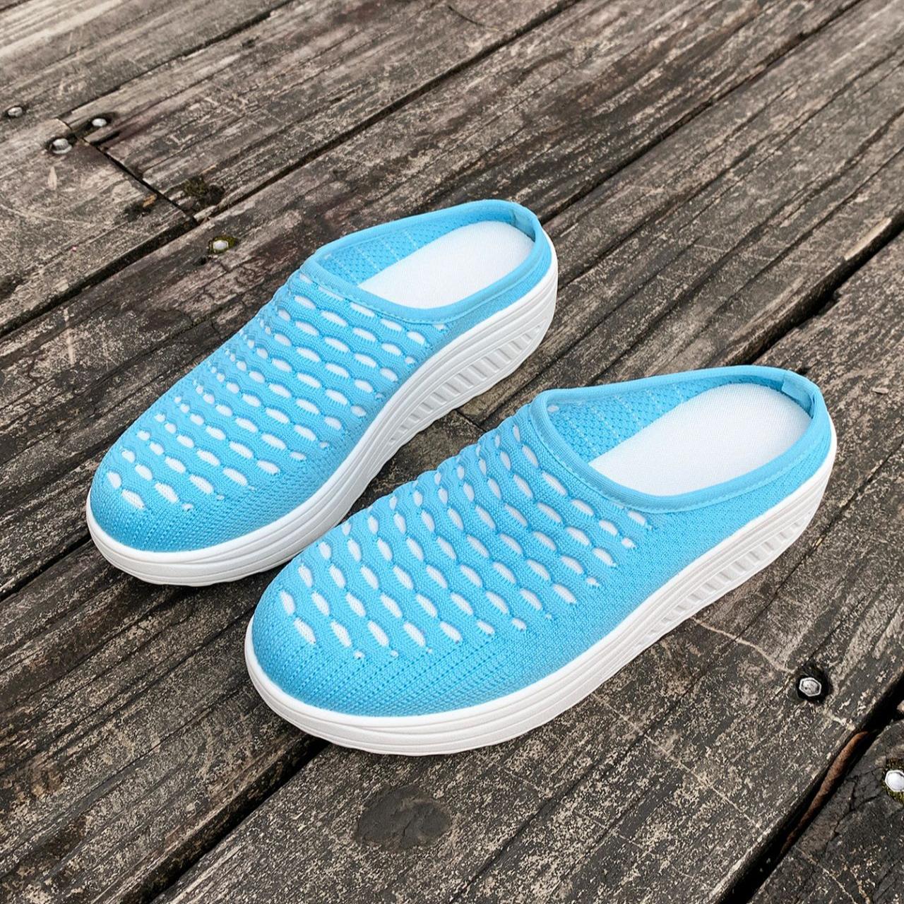 

Дышащие женские туфли Half Drag Fly Woven, повседневные спортивные туфли, сверхлегкие и удобные домашние туфли на плоской подошве 36 синий